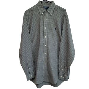 Vintage Polo Ralph Lauren Mens Yarmouth Shirt Green Plaid Classic 16 34/35